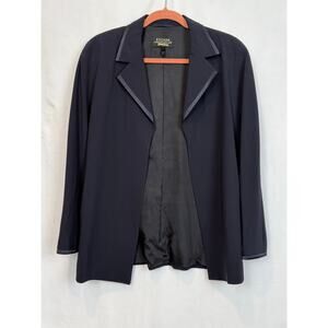 Escada Exclusive Neiman Marcus Blazer Size 42 Black Wool Silk Lined Career